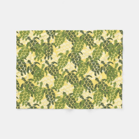 Honu Zee Turtle Hawaiian Aloha - Olive Fleece Deken (Voorkant (Horizontaal))