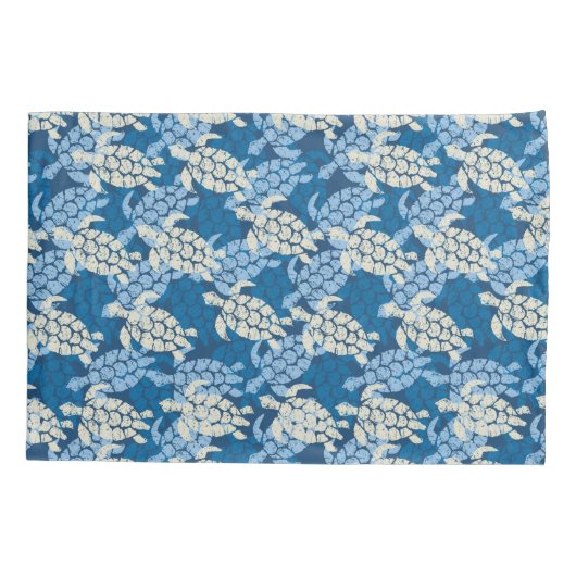 Honu Zee Turtle Hawaiian Aloha Reversible Indigo Kussensloop (Achterkant)