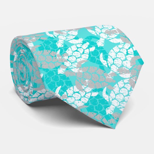 Honu Zee Turtle Hawaiian Aloha - Seafoam Stropdas (Opgerold)