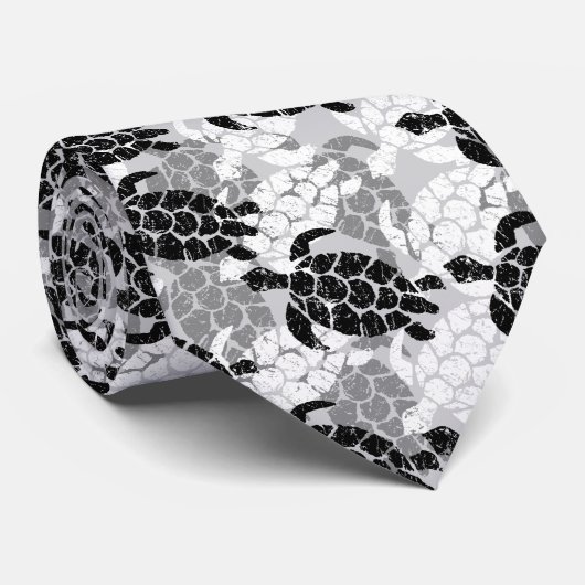 Honu Zee Turtle Hawaiian Aloha - Silver Stropdas (Opgerold)