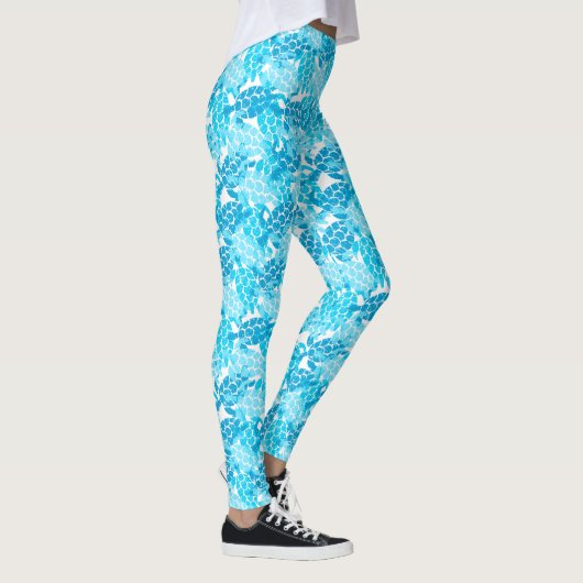 Honu Zee Turtle Hawaiian Aloha Turquoise Leggings (Rechts)