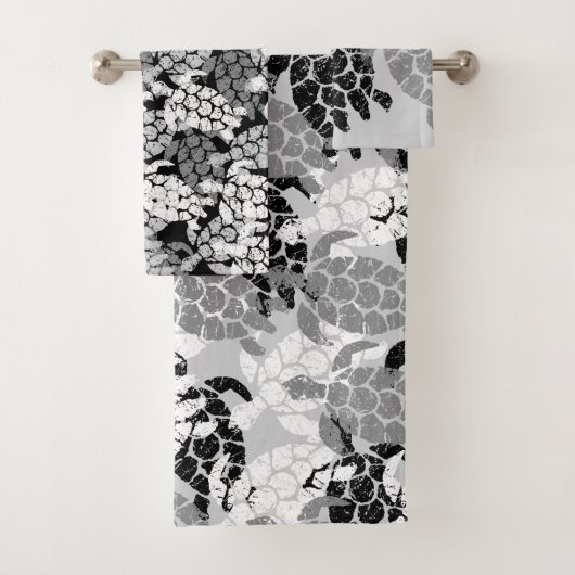 Honu Zee Turtle Hawaiian Coordinates Grey Bad Handdoek (Insitu)