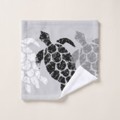 Honu Zee Turtle Hawaiian Coordinates Grey Bad Handdoek (Wasdoekje)