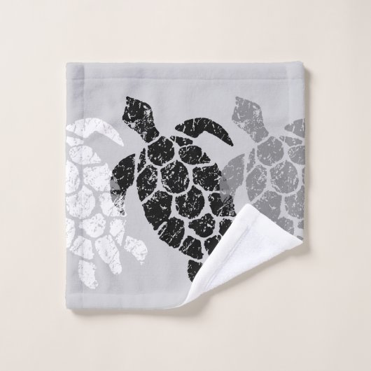 Honu Zee Turtle Hawaiian Coordinates Grey Bad Handdoek (Wasdoekje)