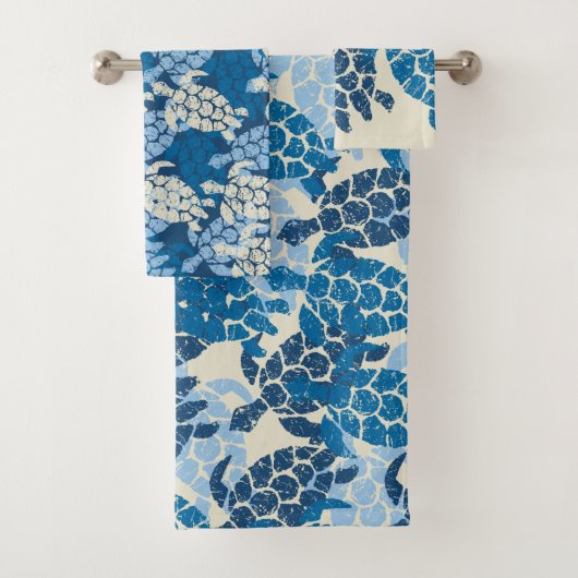 Honu Zee Turtle Hawaiian Coordinates Indigo Bad Handdoek (Insitu)