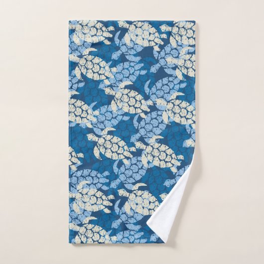Honu Zee Turtle Hawaiian Coordinates Indigo Bad Handdoek (Handdoek)