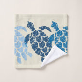 Honu Zee Turtle Hawaiian Coordinates Indigo Bad Handdoek (Wasdoekje)