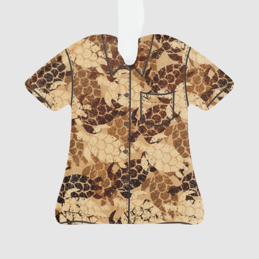 Honu Zee Turtle Hawaiian Faux Wood Aloha Shirt Ornament (voorkant)