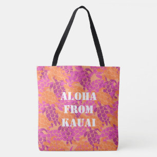 Honu Zee Turtle Hawaiian Monogram Aloha Beach Bag Tote Bag