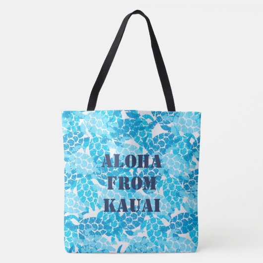 Honu Zee Turtle Hawaiian Monogram Aloha Beach Bag Tote Bag (Voorkant)