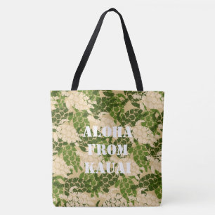 Honu Zee Turtle Hawaiian Monogram Aloha Beach Bag Tote Bag