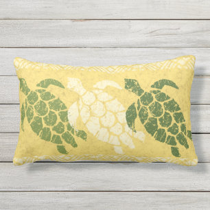 Honu Zee Turtle Hawaiian Reversible Batik - Olive Buitenkussen