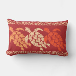 Honu Zee Turtle Hawaiian Reversible Batik - Red Buitenkussen