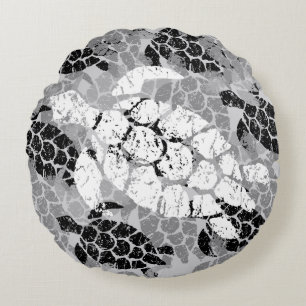 Honu Zee Turtle Hawaiian Reversible Grey Rond Kussen