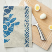 Honu Zee Turtle Hawaiian Tapa Batik - Indigo Theedoek (Quarter Fold)