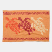 Honu Zee Turtle Hawaiian Tapa Batik - Papaya Theedoek (Horizontaal)