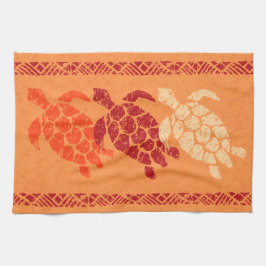 Honu Zee Turtle Hawaiian Tapa Batik - Papaya Theedoek