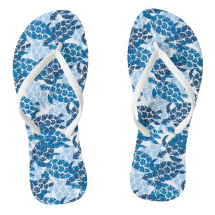 Honu Zee Turtle Hawaiian Tapa Indigo Teenslippers