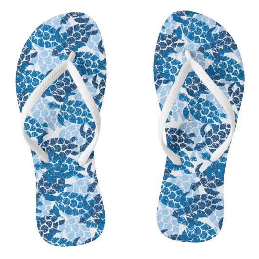 Honu Zee Turtle Hawaiian Tapa Indigo Teenslippers (Voetbed)