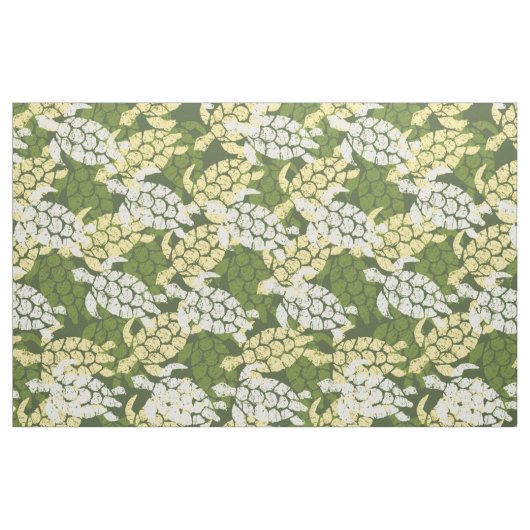 Honu Zee Turtle Hawaiian Tapa-Olive Stof (Fat Quarter)