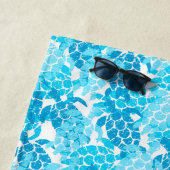 Honu Zee Turtle Hawaiian Tapa-Turquoise Strandlaken (In situ)