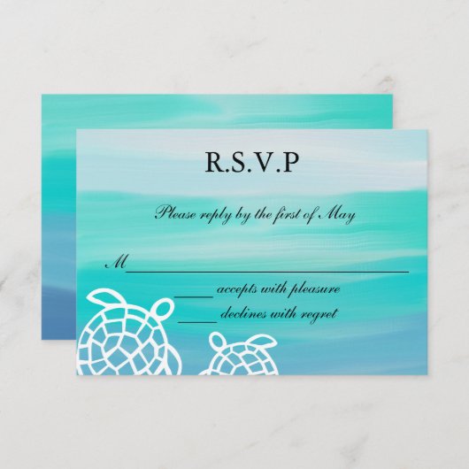 Honu Zee Turtles Beach Wedding RSVP Response (Voorkant / Achterkant)