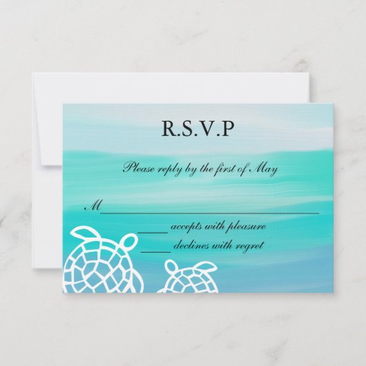 Honu Zee Turtles Beach Wedding RSVP Response Kaartje (Voorkant)