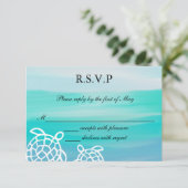 Honu Zee Turtles Beach Wedding RSVP Response Kaartje (Staand voorkant)