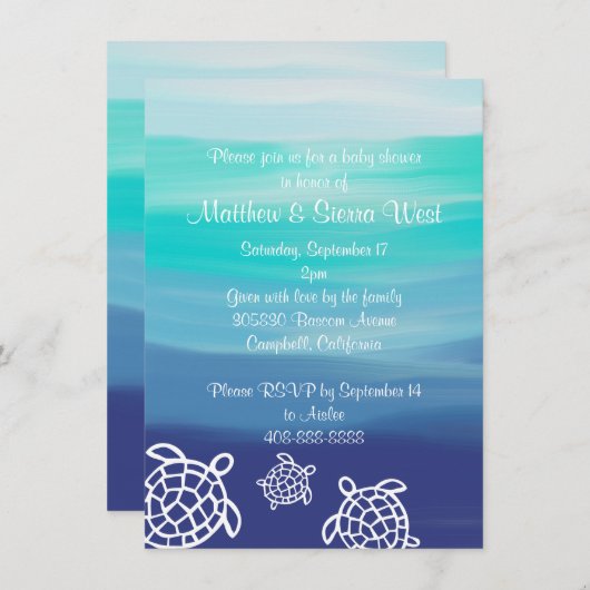 Honu Zee Turtles Couples Baby shower Kaart (Voorkant / Achterkant)