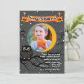 Hoo Hoo Foto Halloween Uitnodiging (Staand voorkant)