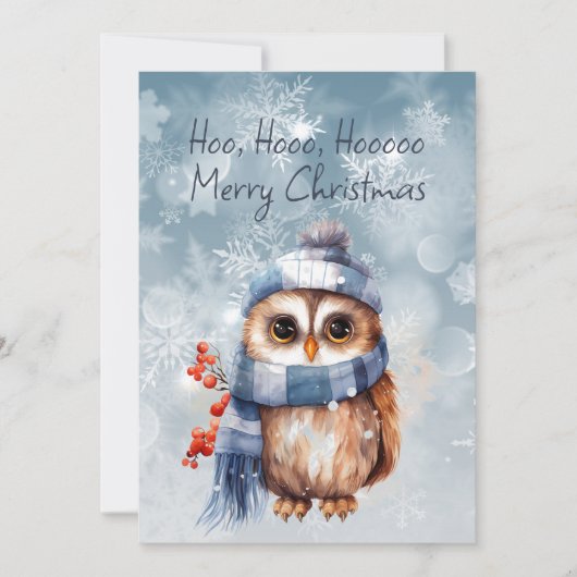 Hoo Hoo Kleine Uil Vrolijk Kerstfeest Kaart (Voorkant)