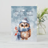Hoo Hoo Kleine Uil Vrolijk Kerstfeest Kaart (Staand voorkant)
