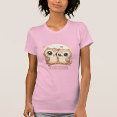 HOO HOOS – Cute Chibi Owl Pair Under Moon T-shirt (Voorkant)