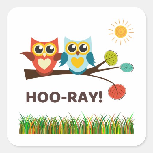 Hoo-Ray Pun Square Sticker (Voorkant)
