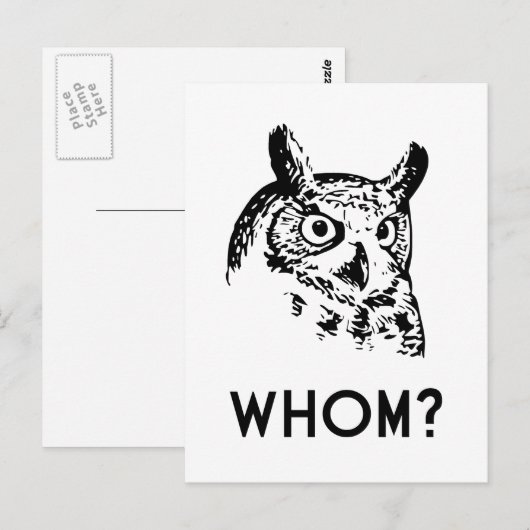 Hoo Who Whom Grammar Owl Briefkaart (Voorkant / Achterkant)
