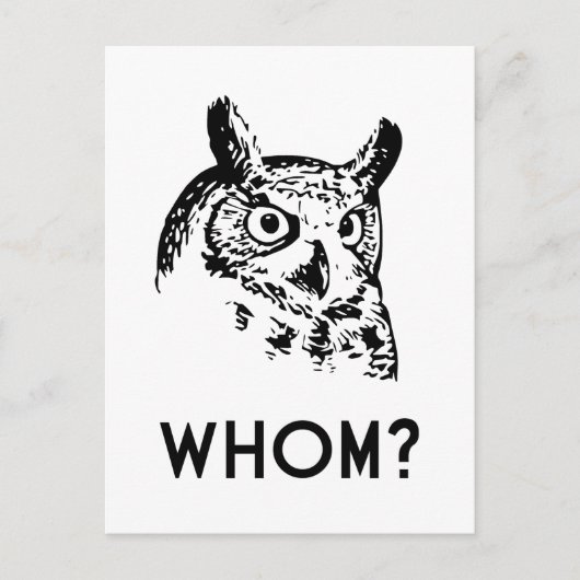 Hoo Who Whom Grammar Owl Briefkaart (Voorkant)