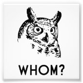 Hoo Who Whom Grammar Owl Foto Afdruk (Voorkant)