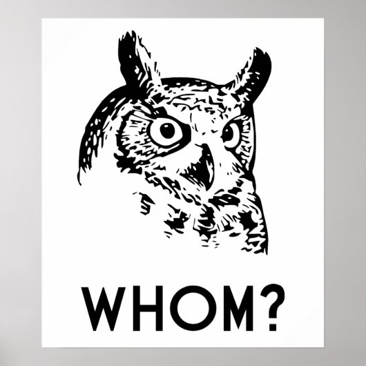 Hoo Who Whom Grammar Owl Poster (Voorkant)