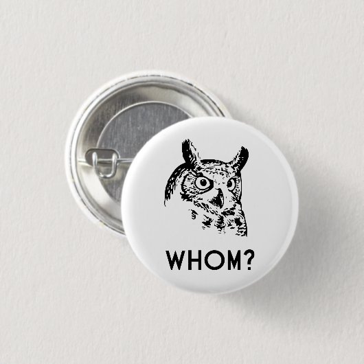 Hoo Who Whom Grammar Owl Ronde Button 3,2 Cm (Voorkant /achterkant)