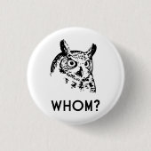 Hoo Who Whom Grammar Owl Ronde Button 3,2 Cm (Voorkant)