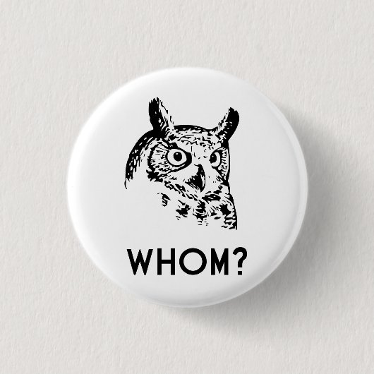 Hoo Who Whom Grammar Owl Ronde Button 3,2 Cm (Voorkant)