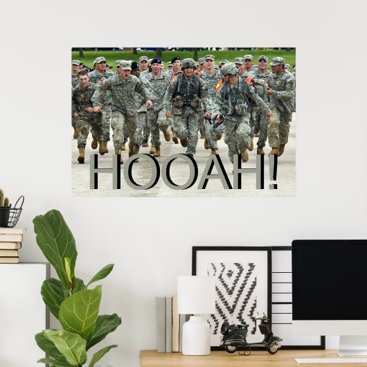 Hooah! Army Soldier Boot Camp Cadet Poster (Thuiskantoor)