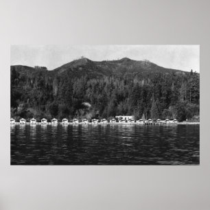 Hood Canal, WA Uitzicht en Beacon Point Resort Poster