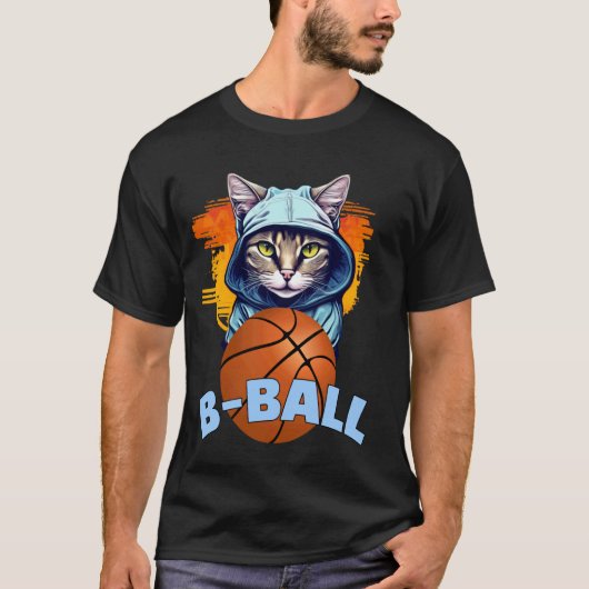 Hood Kat Basketbal Triple-Double B-Bal T-shirt (Voorkant)