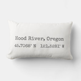 Hood River, Oregon Coördinaten Lendenkussen Kussen