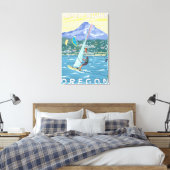 Hood River, ORWind Surfers & Kite Boarders Canvas Afdruk (Insitu (Slaapkamer))