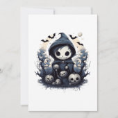 Hooded Chibi Reaper Halloween - Whimsical Dark Fan Kaart (Voorkant)