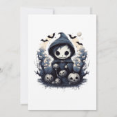 Hooded Chibi Reaper Halloween - Whimsical Dark Fan Kaart (Achterkant)