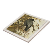 Hooded Crow op Branch Victoriaans Kunst Tegeltje (Zijkant)