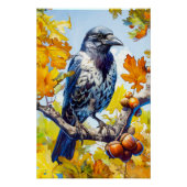 Hooded Crow Perched in Oak Tree Impressionist Sty Perfect Poster (Voorkant)